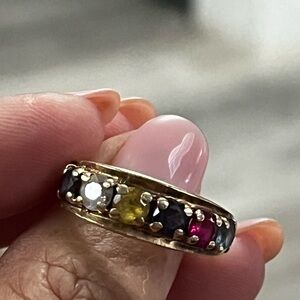 Elegant Vintage 10k Yellow Gold Multicolor Gemstone Ring